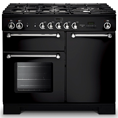 Rangemaster KCH100DFFBL/C KITCHENER 100cm Dual Fuel Range Cooker, Black