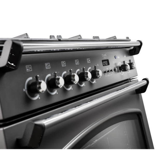 Rangemaster CLAS90FXDFFMG/B Classic FX 90cm Dual Fuel Cooker, M Green, Brass Trim