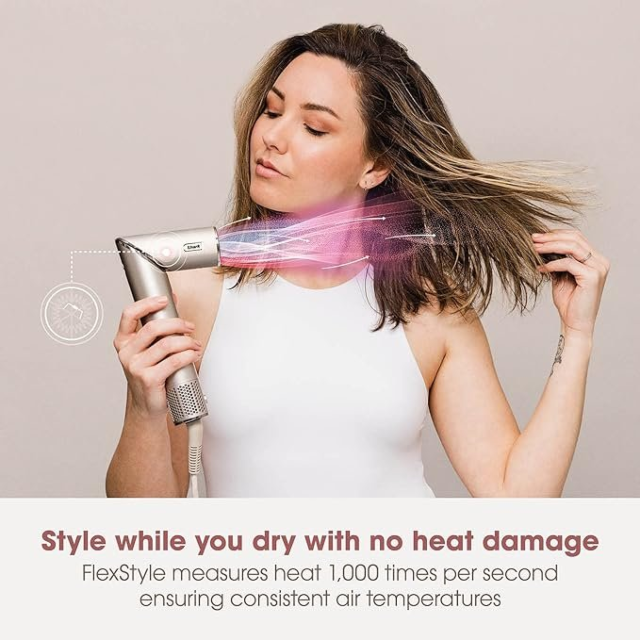 Shark HD435SLUK FlexStyle 4-in-1 Air Styler & Hair Dryer for Curly & Coily Hair â€“ Stone 