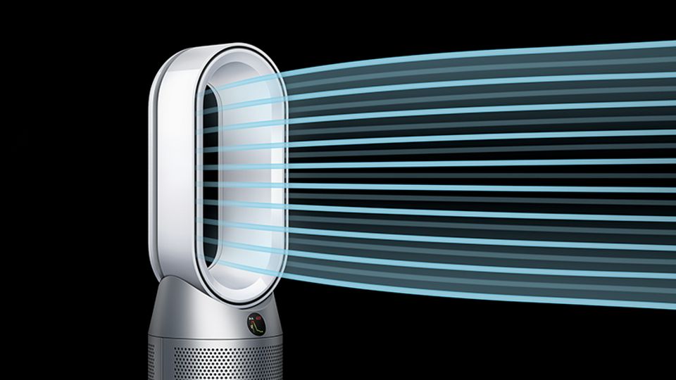 Projection of purified air throughout the room.